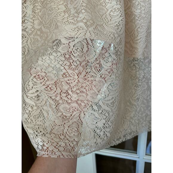 Garnet Hill midi floral lace skirt with elastic waistband size medium - Picture 3 of 14